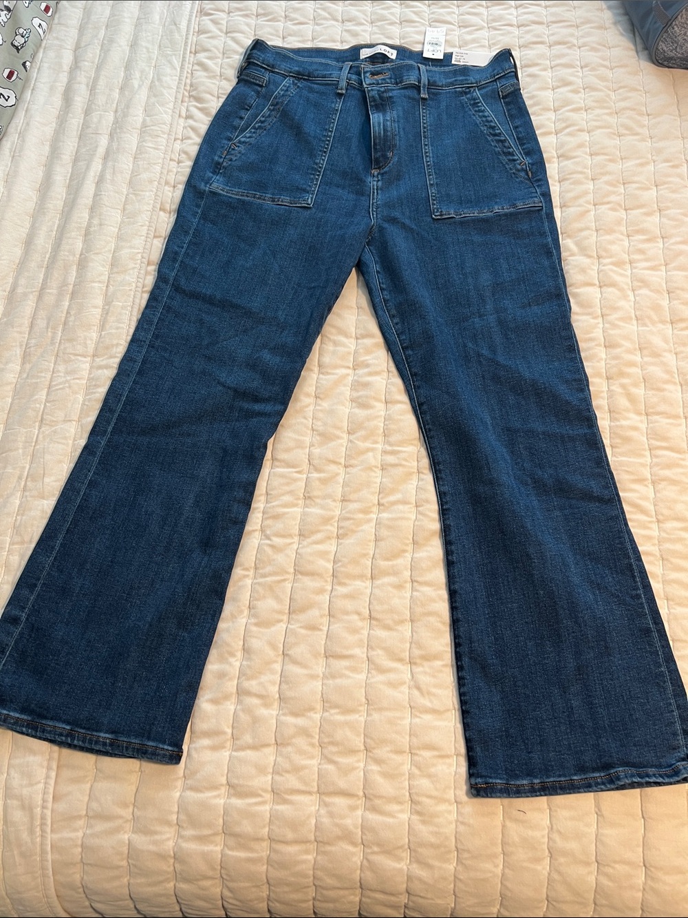 LOFT Dark Blue Wide-Leg High-Rise Jeans